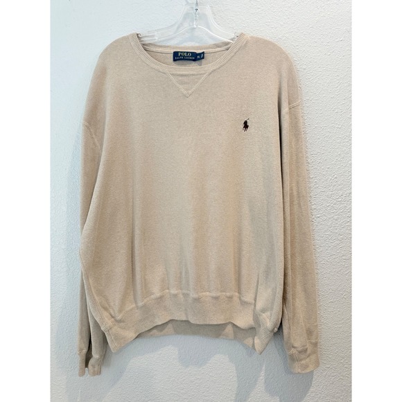 Polo Ralph Lauren Mens Camel Knit Crewneck Sweater XL Embroidered Pony - Picture 2 of 8